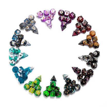 Multi Color Acrylic Polyhedral DnD RPG 7Pc Dice Set