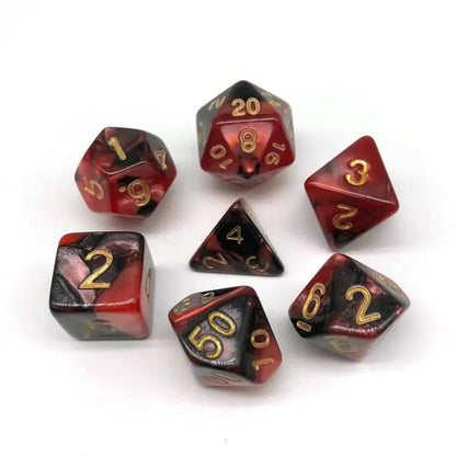 Red & Black Polyhedral DnD RPG Dice Set 7pc