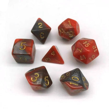 Red & Black Polyhedral DnD RPG Dice Set 7pc