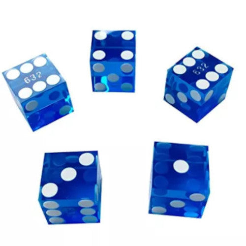 Set of 5 Sharp Edged 19mm Serialized Casino Dice