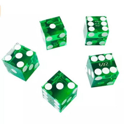 Set of 5 Sharp Edged 19mm Serialized Casino Dice