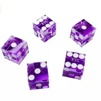 Set of 5 Sharp Edged 19mm Serialized Casino Dice