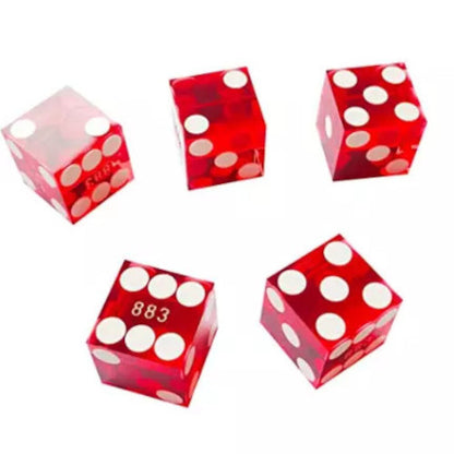 Set of 5 Sharp Edged 19mm Serialized Casino Dice