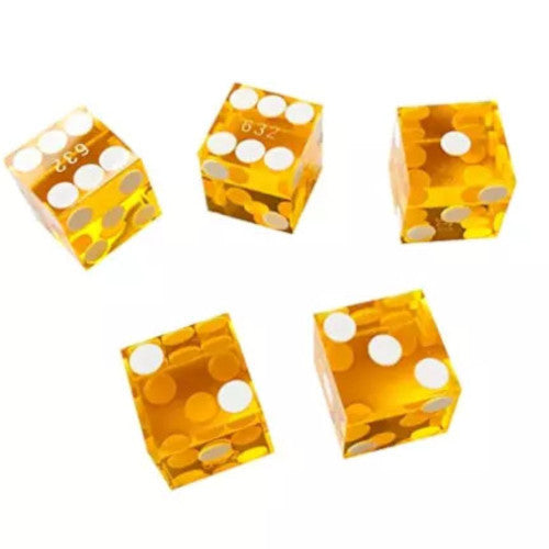 Set of 5 Sharp Edged 19mm Serialized Casino Dice