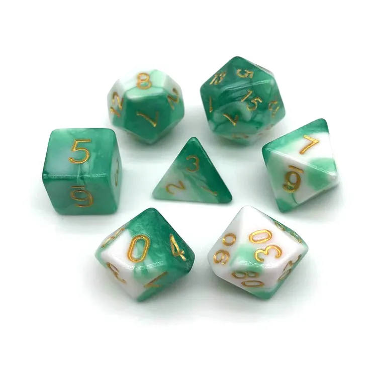Multi Color Acrylic Polyhedral DnD RPG 7Pc Dice Set