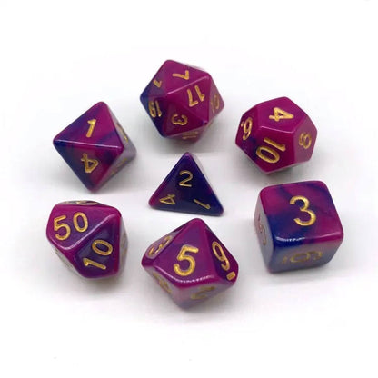 Multi Color Acrylic Polyhedral DnD RPG 7Pc Dice Set