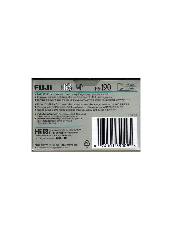 Fuji Hi 8 Professional Grade Video Cassette P6-120