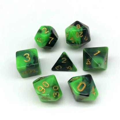 Multi Color Acrylic Polyhedral DnD RPG 7Pc Dice Set