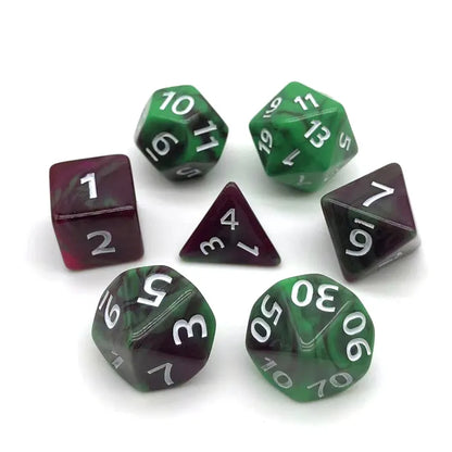 Multi Color Acrylic Polyhedral DnD RPG 7Pc Dice Set