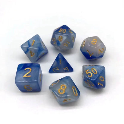 Multi Color Acrylic Polyhedral DnD RPG 7Pc Dice Set