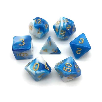 Multi Color Acrylic Polyhedral DnD RPG 7Pc Dice Set