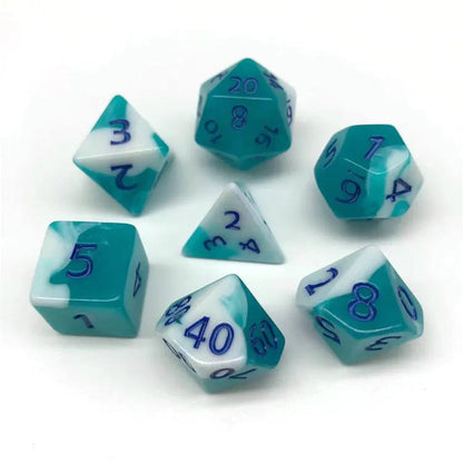 Multi Color Acrylic Polyhedral DnD RPG 7Pc Dice Set